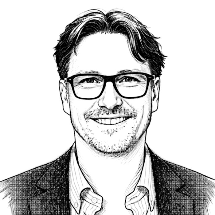 Drawn portrait of Dr. Botteron